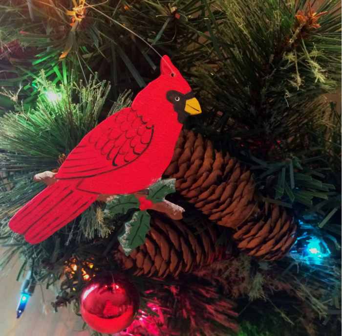 Cardinal christmas tree ornament